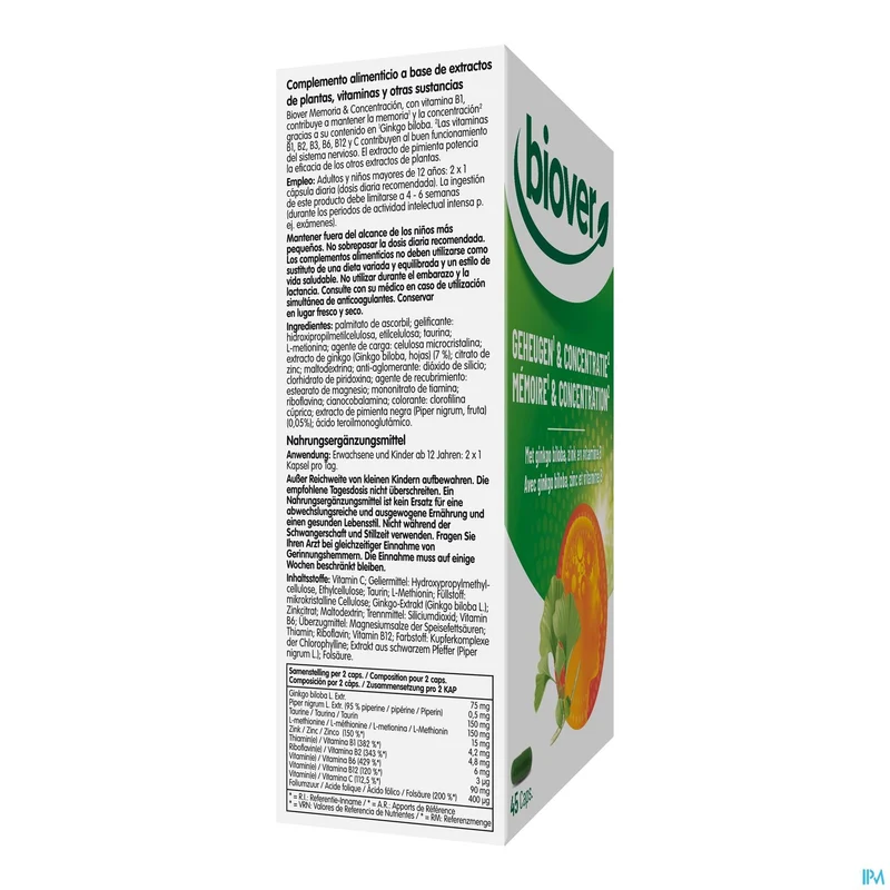 Biover Geheugen & Concentratie | 45 capsules | Voedingssupplement