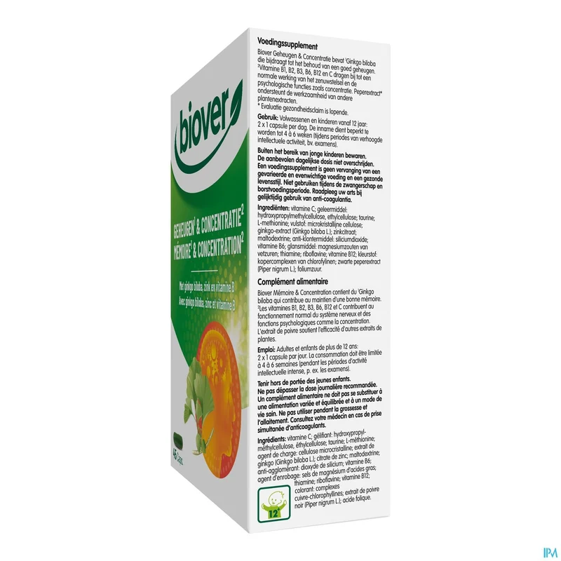 Biover Geheugen & Concentratie | 45 capsules | Voedingssupplement