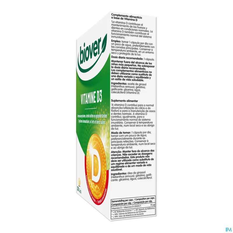 Biover Vitamine D3 Caps 30 | Immuunsysteem & Sterke Botten | 400 IU