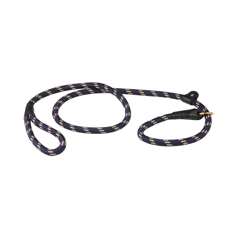 WeatherBeeta Slip Dog Lead Rope Leather Navy/Brown