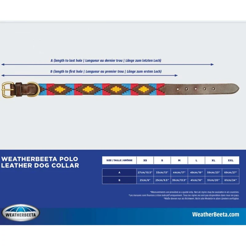 WeatherBeeta Collier Polo Cuir Beaufort/Brown/Pink/Blue