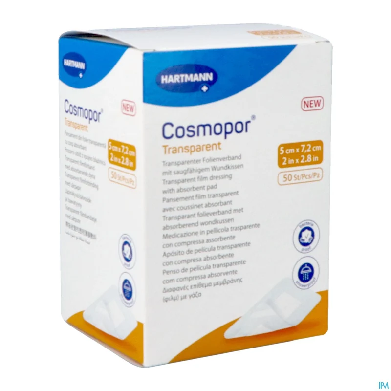 Cosmopor Transparent | 50 steriele wondverbanden 5x7,2cm | Wondzorg