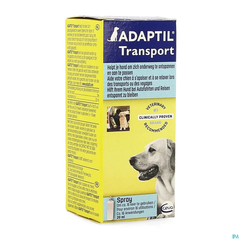 Adaptil Transport Spray 20ml - Kalmerende Feromonen voor Honden Onderweg