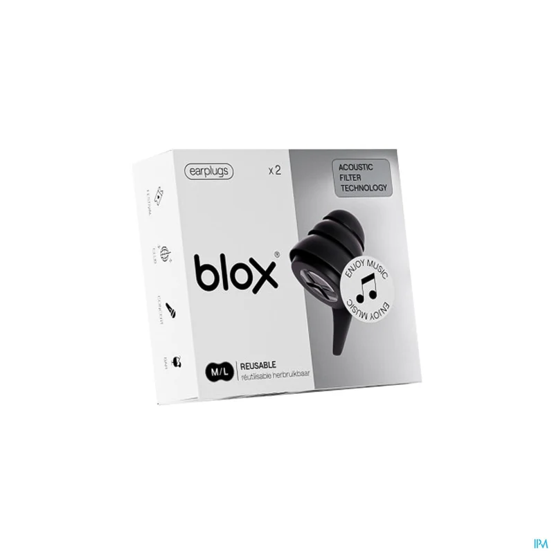 Blox Music Zwart Oordopjes | Optimale Geluidsdemping & Helder Geluid | 19 dB