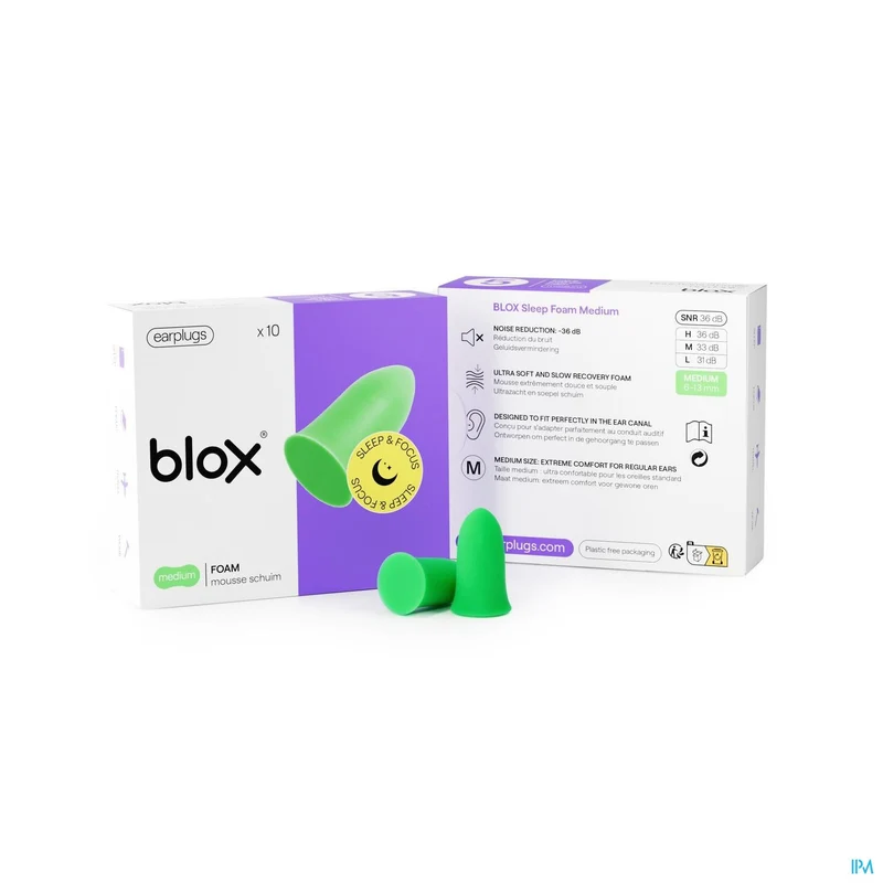 Blox Sleep Schuim | 5 Paar Medium Groen Oordoppen | Geluidsdemping
