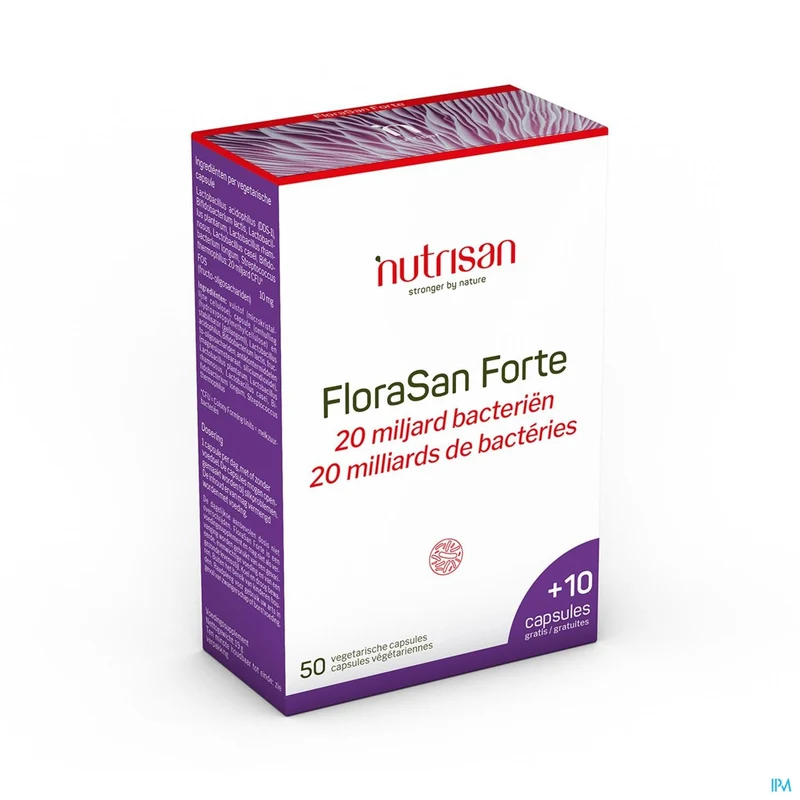 Nutrisan Florasan Forte V-caps 50+10 - Probiotica met 7 Bacteriestammen voor Gezonde Darmflora