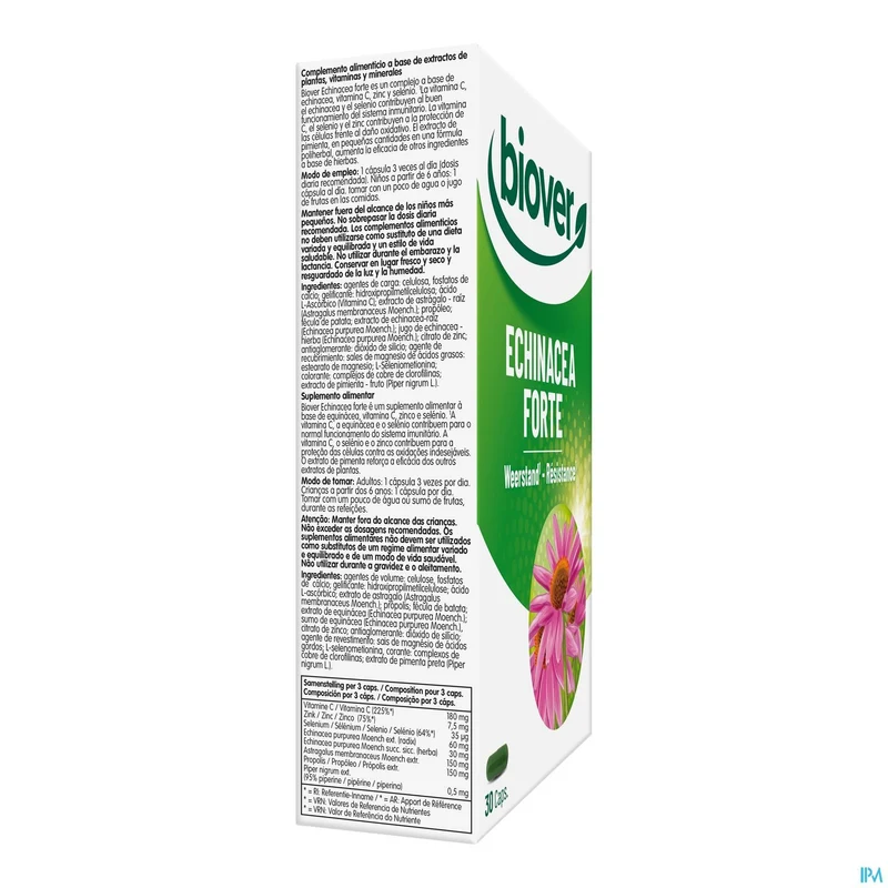 Biover Echinacea Forte Caps 30 - Krachtige Weerstandsondersteuning met Vitaminen en Kruiden