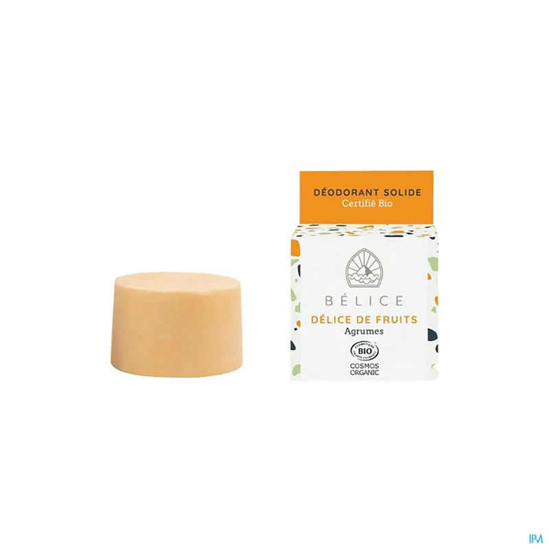 Belice Delice Fruits Deodorant Blokje Bio 38g - 100% Natuurlijk, Frisse Citrusgeur, Compact