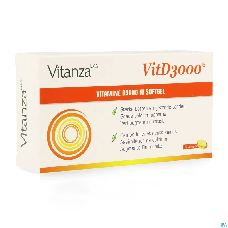 Vitanza HQ Vit D3000 Comp 90 - Hoge Dosis Vitamine D3 voor Sterke Botten en Weerstand