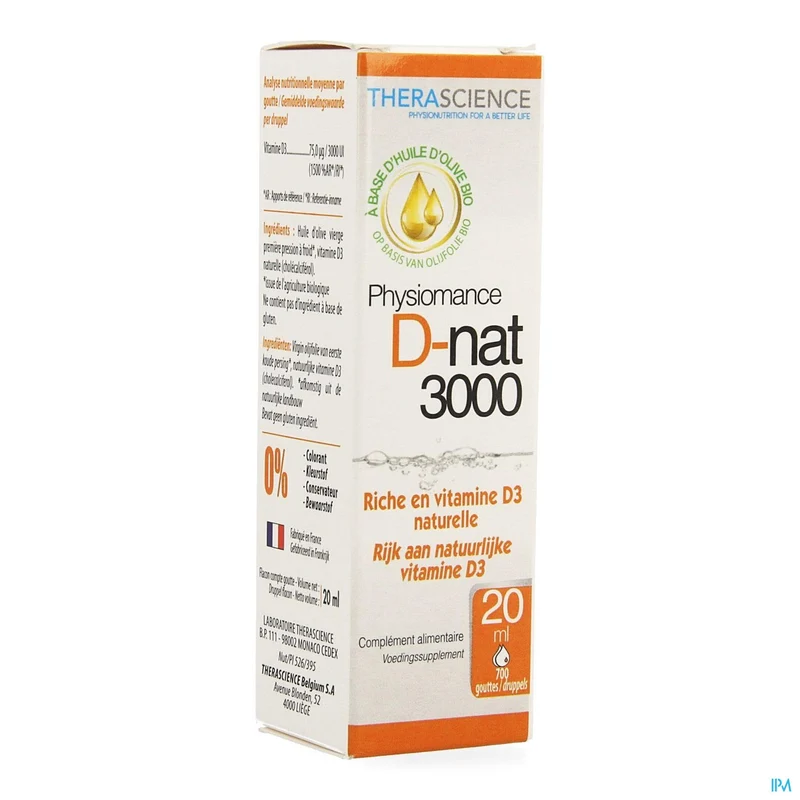 Physiomance D-nat 3000 | 20ml Vitamine D3 druppels | Supplement