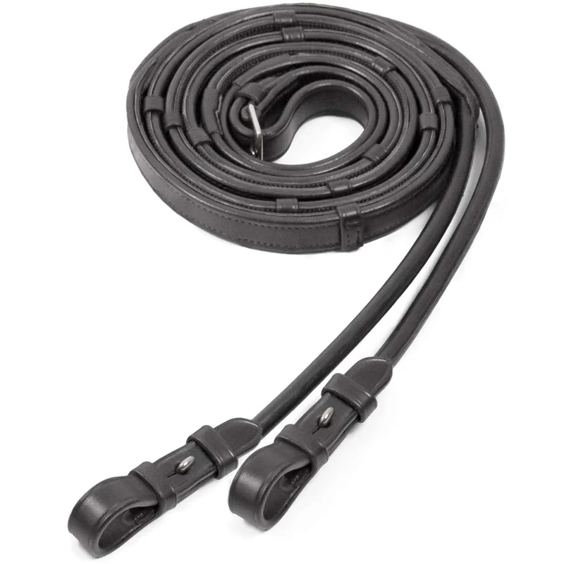 Schockemöhle Rênes de Filet Cuir/Caoutchouc Noir/Argent