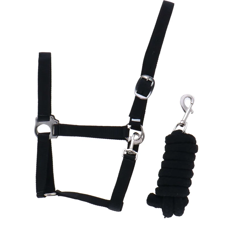 Riding World Ensemble Licol Club avec Corde Noir