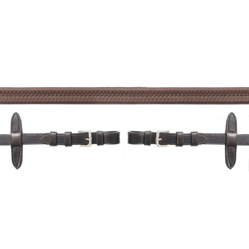 Schockemöhle Rênes Neo Line Caoutchouc Marron/Argent