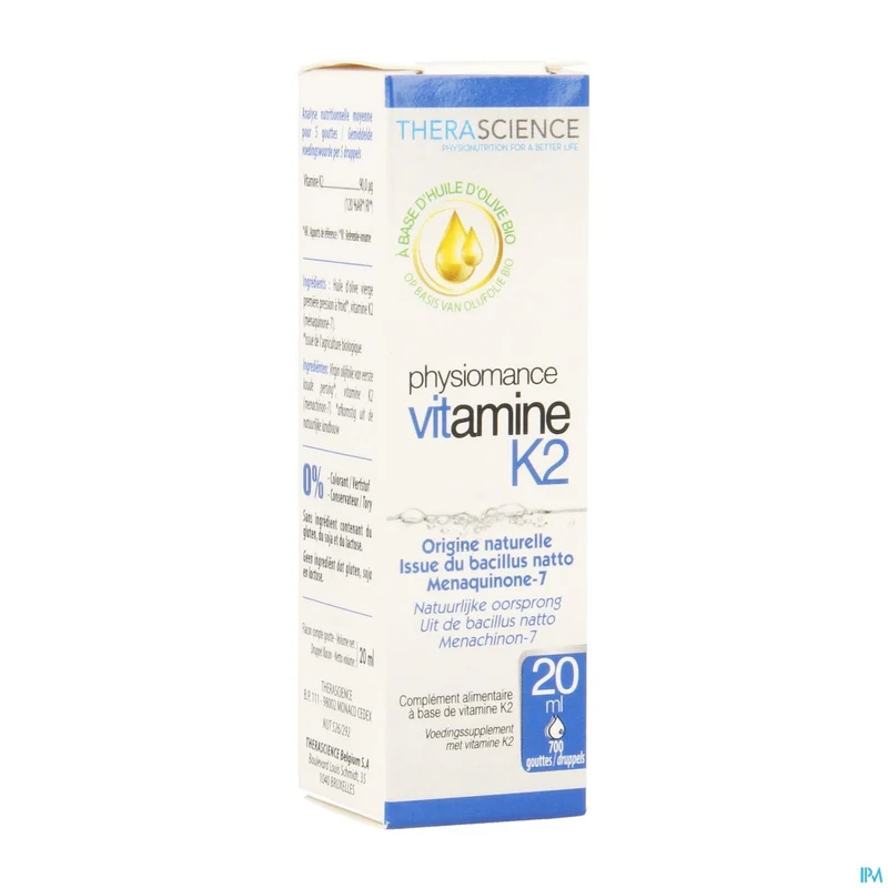 Physiomance Vitamine K2 Druppels - Natuurlijk, Glutenvrij, Hoge Biobeschikbaarheid