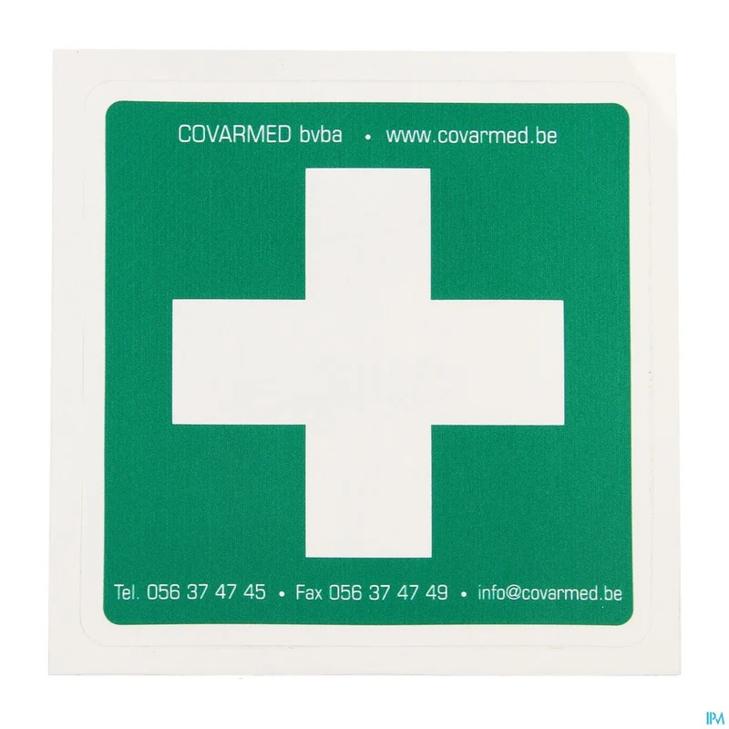 Sticker Groen Wit Kruis Ehbo 10x10cm