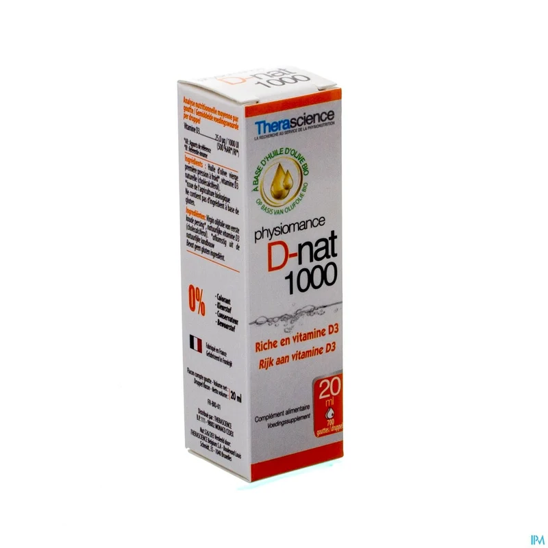 Physiomance D-nat 1000 Vitamine D3 Druppels - Hoogwaardige Immuunsysteem & Botondersteuning