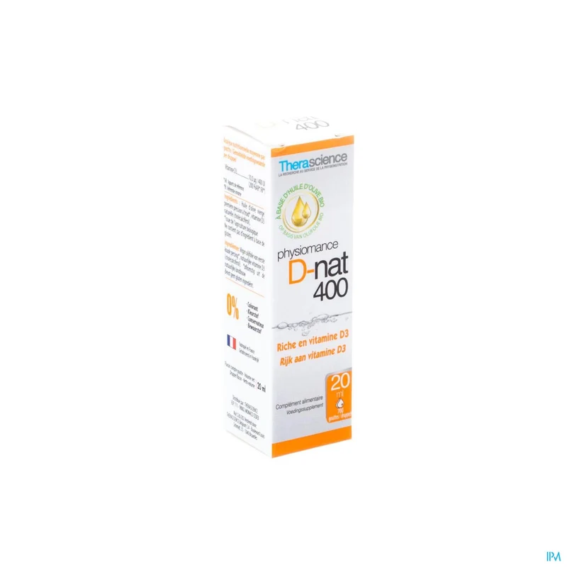 Physiomance D-nat 400 Vitamine D3 Druppels - Immuunsysteem & Sterke Botten - 20ml