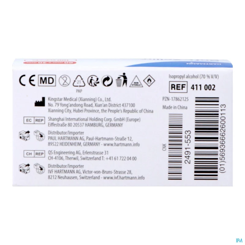 Soft-zellin Alcoholdoekjes 60x30mm - 100 Stuks Steriele Reinigingsswabs voor Injecties