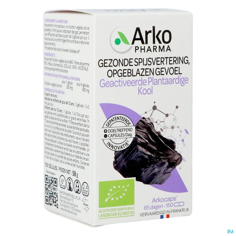 Arkocaps Plantaardige Kool Bio Caps 150 | Biologisch, Vegan, Spijsverteringscomfort