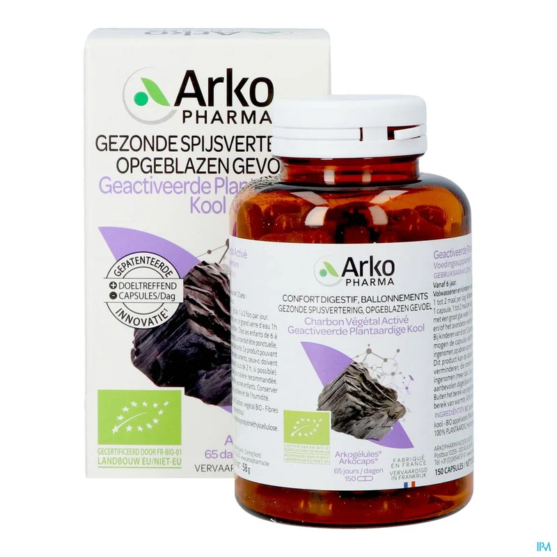 Arkocaps Plantaardige Kool Bio Caps 150 | Biologisch, Vegan, Spijsverteringscomfort