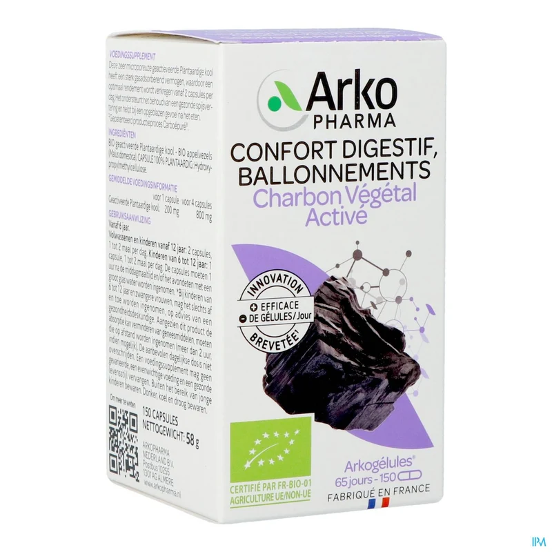 Arkocaps Plantaardige Kool Bio Caps 150 | Biologisch, Vegan, Spijsverteringscomfort