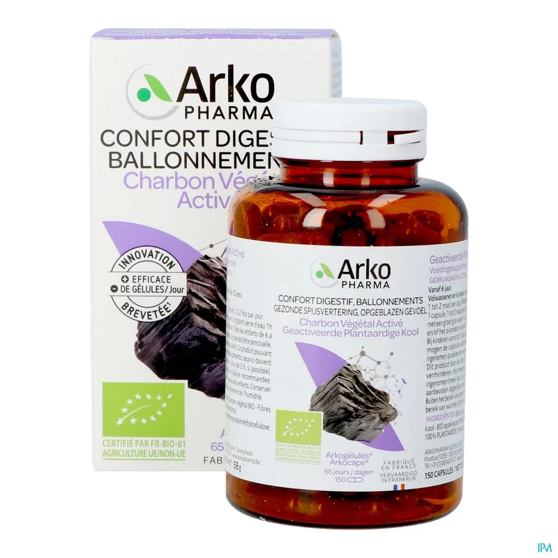 Arkocaps Plantaardige Kool Bio Caps 150 | Biologisch, Vegan, Spijsverteringscomfort