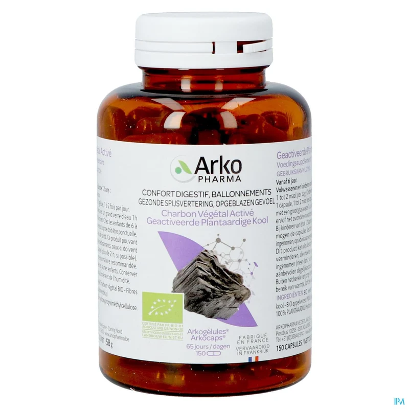 Arkocaps Plantaardige Kool Bio Caps 150 | Biologisch, Vegan, Spijsverteringscomfort