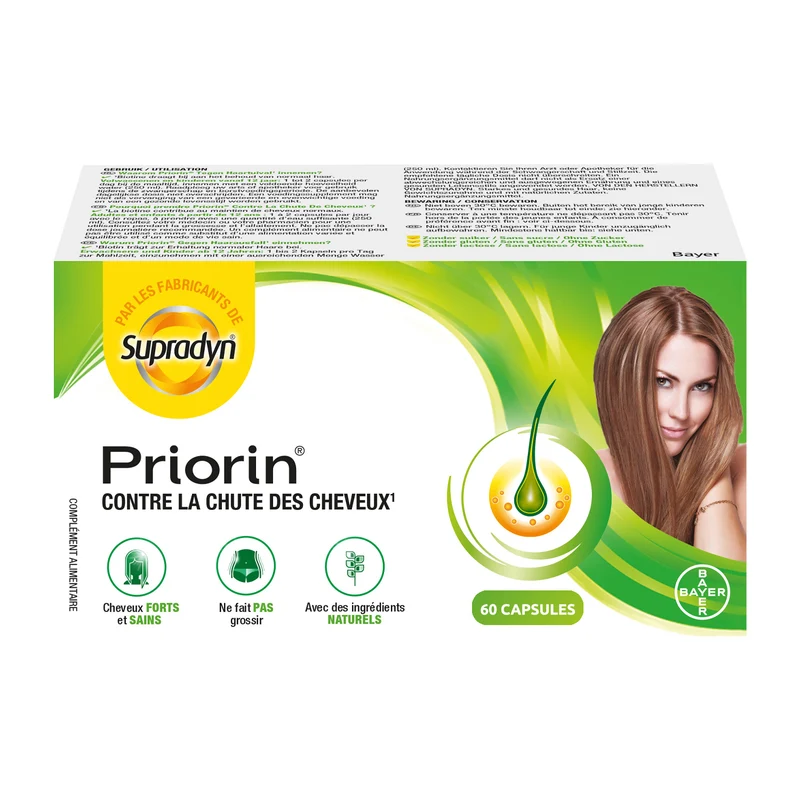 Priorin | 60 capsules met biotine | Voedingssupplement haaruitval