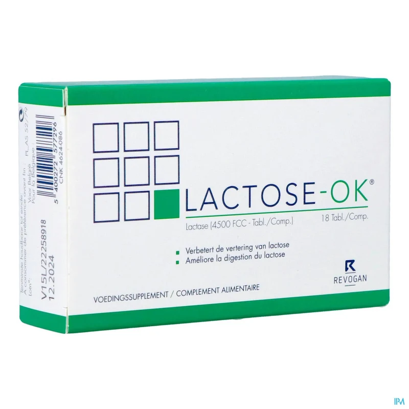Lactose-ok | 18 tabletten | Lactose-intolerantie & opgeblazen gevoel