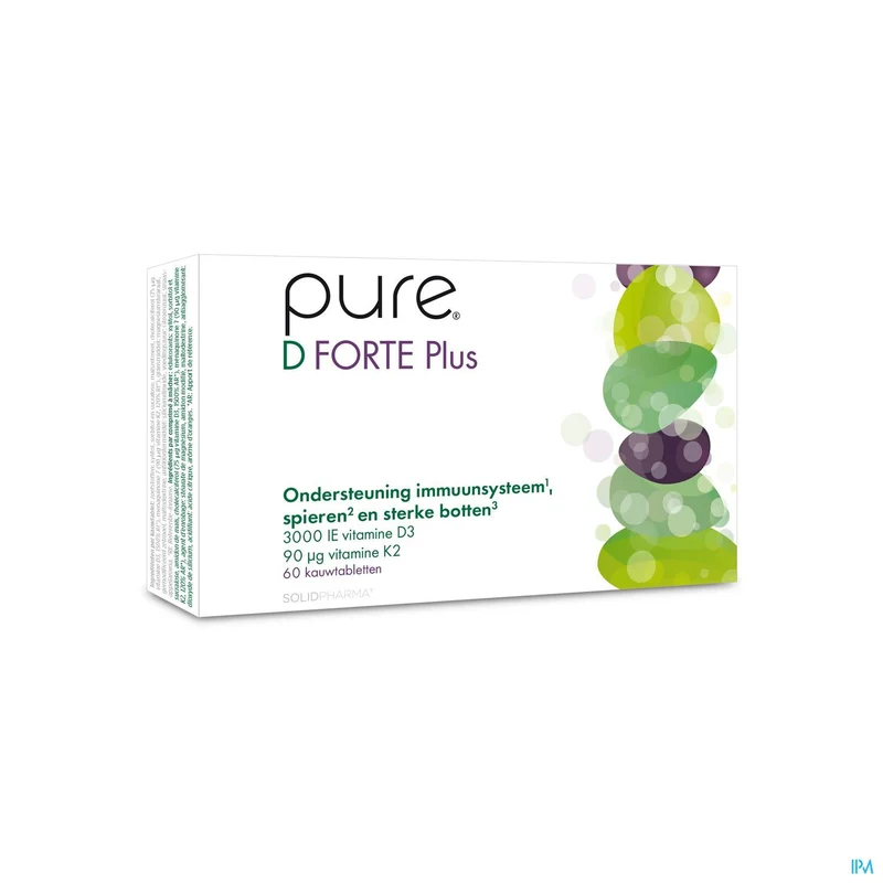 Pure D Forte Plus Kauwtabletten - Vitamine D3 3000 IE & K2 voor Immuniteit en Botsterkte