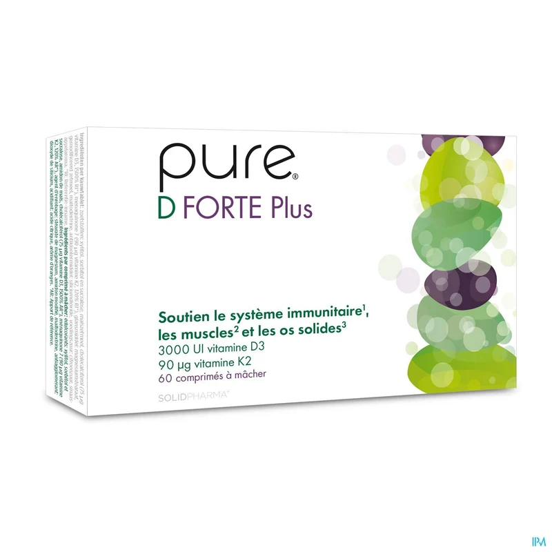Pure D Forte Plus Kauwtabletten - Vitamine D3 3000 IE & K2 voor Immuniteit en Botsterkte