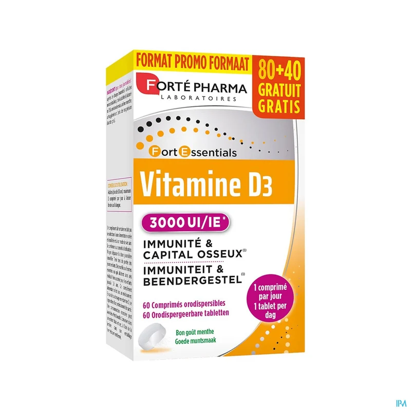 Vitamine D3 3000 IE Capsules - Hoge Dosis Immuunsysteem & Botondersteuning - 120 Stuks