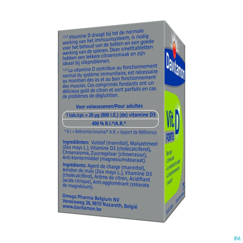 Davitamon Vitamine D Forte | 75 smelttabletten | Voedingssupplement