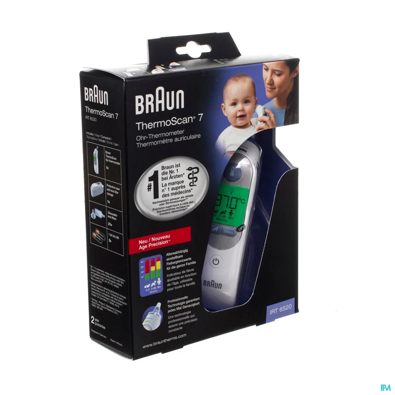 Braun ThermoScan 7 IRT6520 Oorthermometer - Snel & Nauwkeurig voor Alle Leeftijden