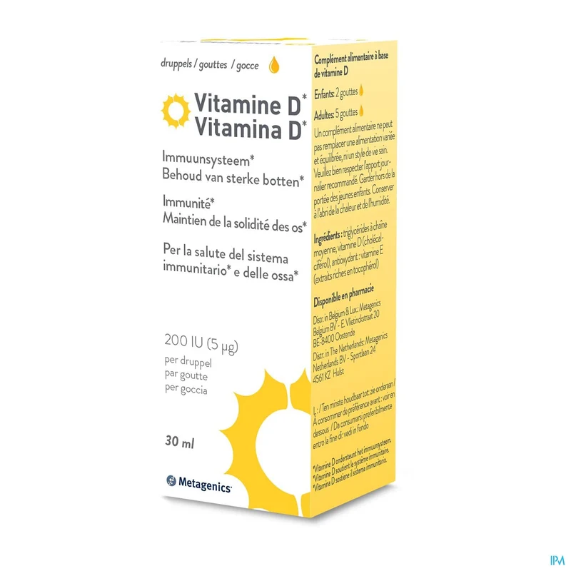 Vitamine D3 Liquid 30ml - Vloeibare Formule 200 IU per Druppel voor Optimale Ondersteuning