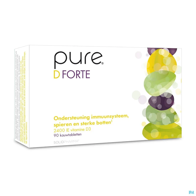 Pure D Forte Kauwtabletten 90 - Hoge Dosis 2400 IE Vitamine D3 voor Sterke Botten & Immuunsysteem