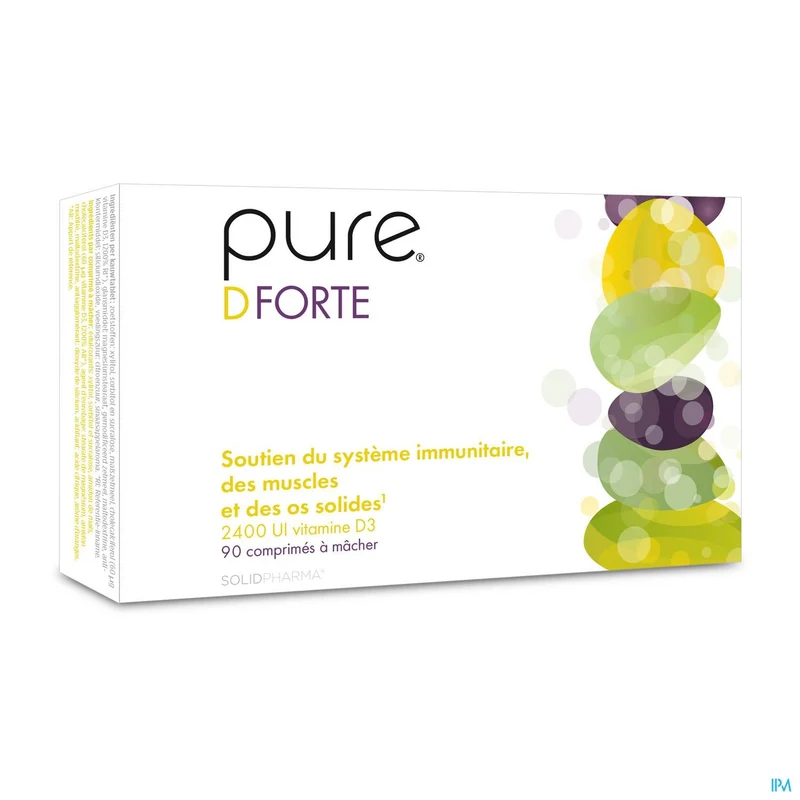 Pure D Forte Kauwtabletten 90 - Hoge Dosis 2400 IE Vitamine D3 voor Sterke Botten & Immuunsysteem