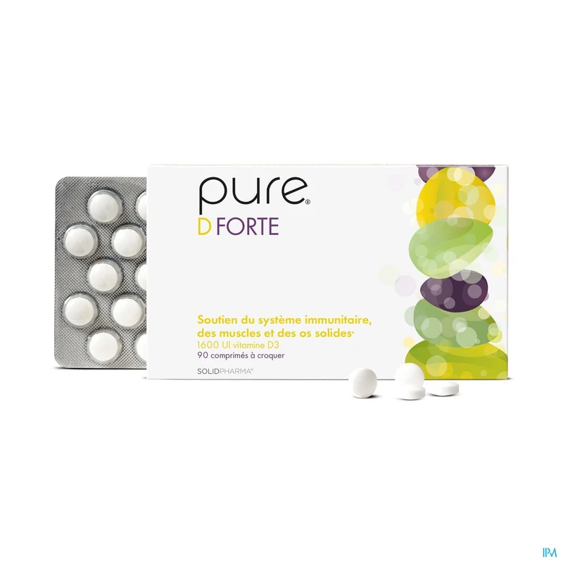 Pure D Forte Kauwtabletten 90 - Hoge Dosis 2400 IE Vitamine D3 voor Sterke Botten & Immuunsysteem