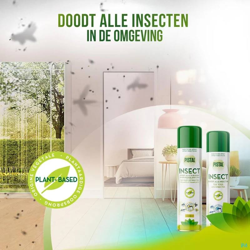Pistal Insect Geurloos Plantaardige Insectenspray 300ml - Snelwerkend Tegen Vliegende en Kruipende Insecten