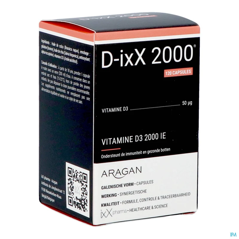 D-ixx 2000 Vitamine D3 | 120 zachte capsules | Voedingssupplement