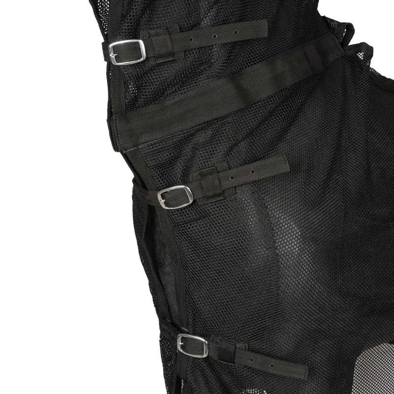 HB Couverture Anti-Mouches pour chevaux d'attelage avec Couvre-cou Noir