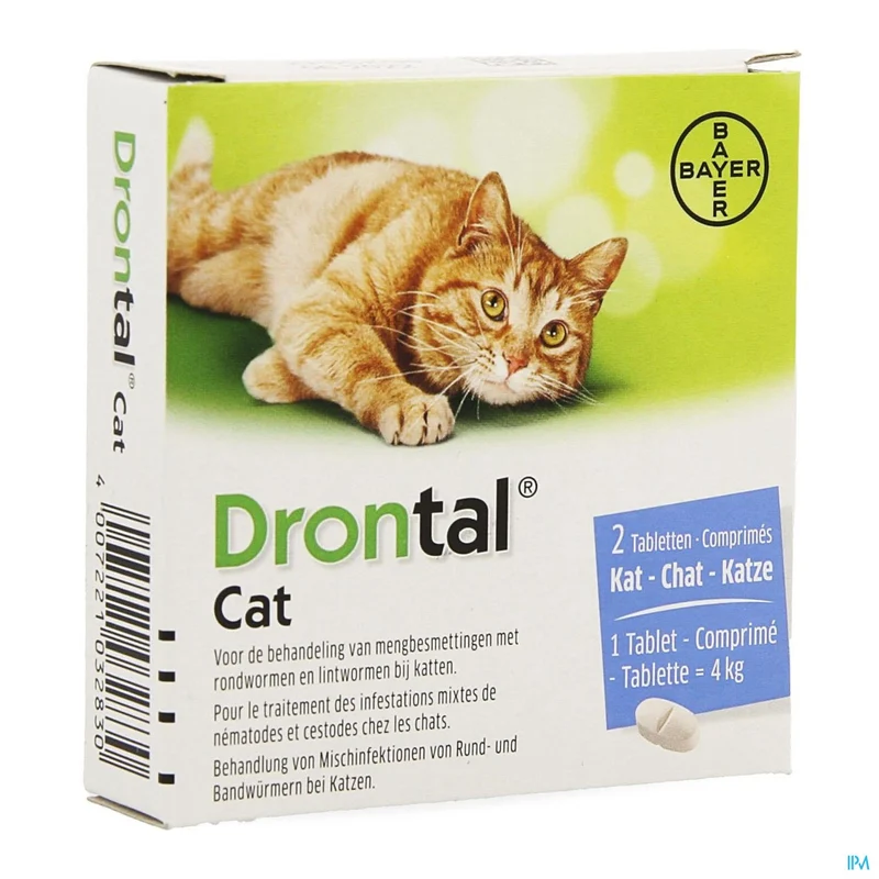 Drontal Katten-chats Comp 2 - Effectieve ontwormingstablet voor volwassen katten tegen rond- en lintwormen