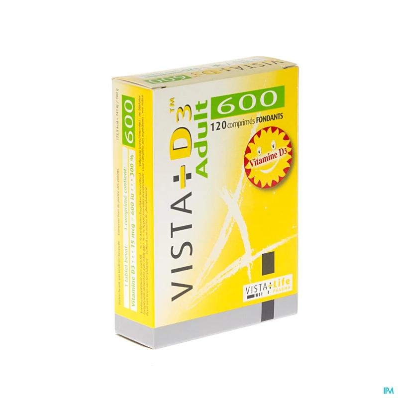 Vista D3 600 Adult Smelttabletten - Suikervrije Vitamine D3 Supplement voor Volwassenen