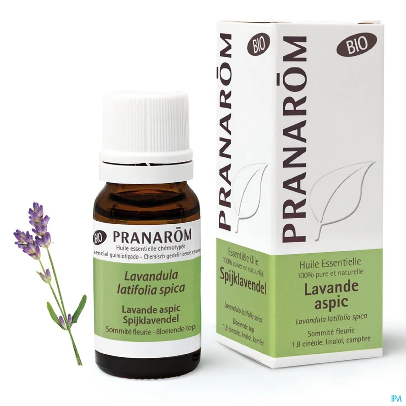 Pranarom Spijk Lavendel Bio Essentiële Olie 10ml - 100% Puur & Biologisch, Verfrissend, EHBO & Aromatherapie