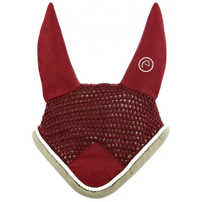 EQUITHÈME Bonnet Anti-Mouches Polyfun Bordeaux/Taupe