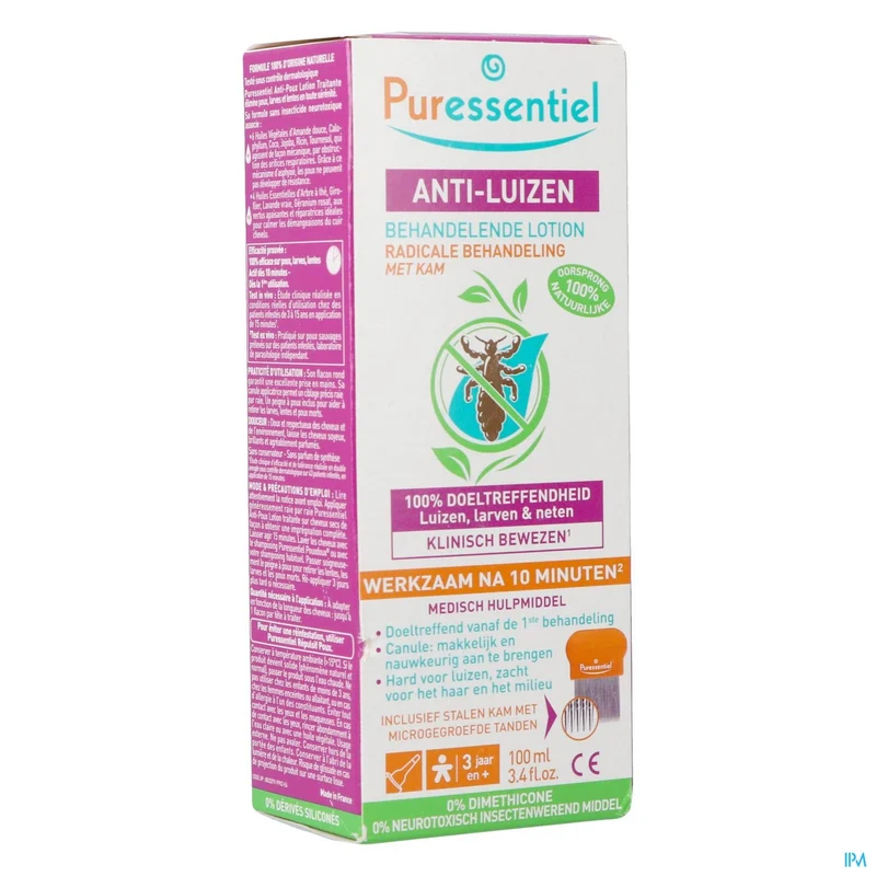 Puressentiel Anti-luizen 100ml + Kam | Natuurlijk & Effectief in 10 min