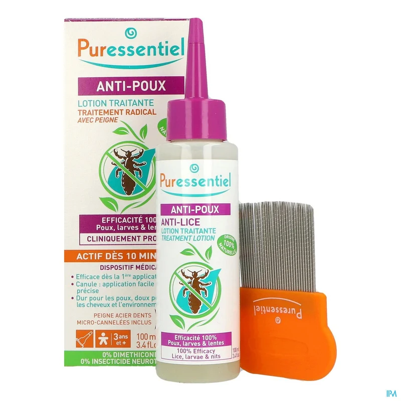 Puressentiel Anti-luizen 100ml + Kam | Natuurlijk & Effectief in 10 min