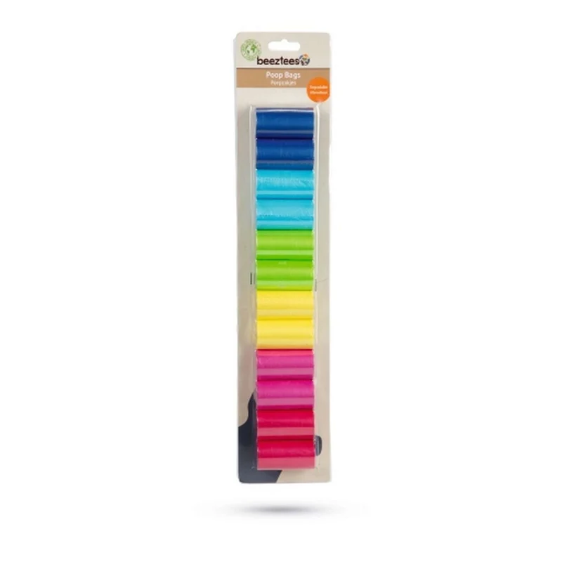 Beeztees Sachets à Crottes Plastique Arc-en-ciel 12pc dans Blister Biodégradable