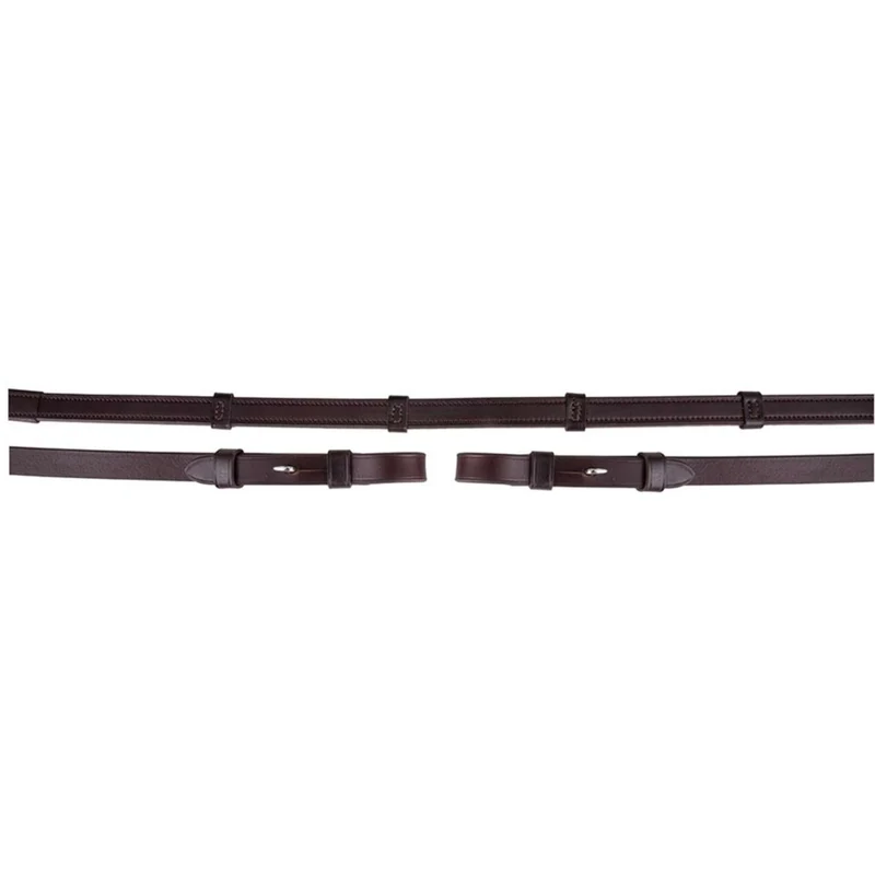 BR Rênes de Dressage Cuir/Caoutchouc Arrêts 16mm Marron