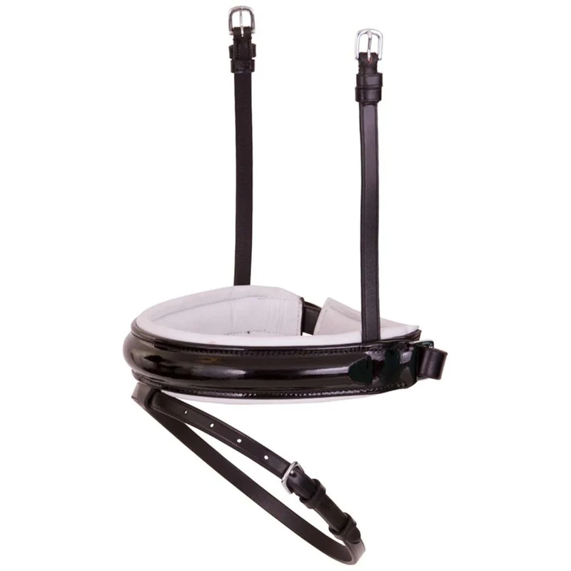 BR Muserolle Bridon Vernis Large Rond Bombé Noir/Blanc